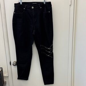 Ashley Stewart Size 16 Black Jeans with Strap Detail